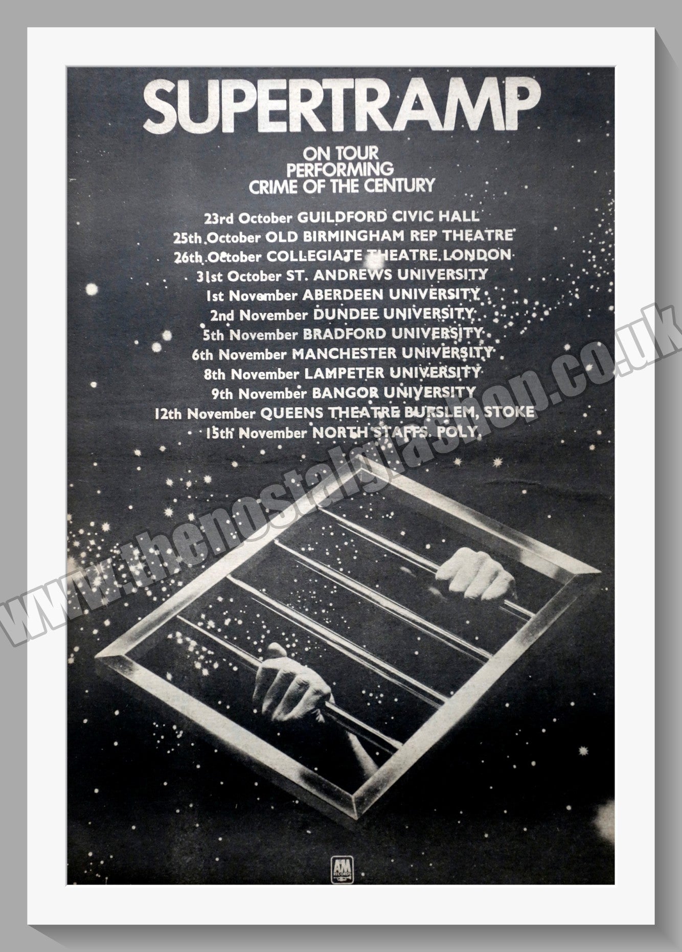 Supertramp On Tour Crime Of The Century.  Original Advert 1974 (ref AD14898)