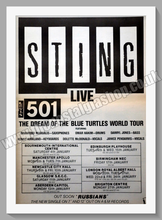 Sting Live.  Original Advert 1985 (ref AD14911)