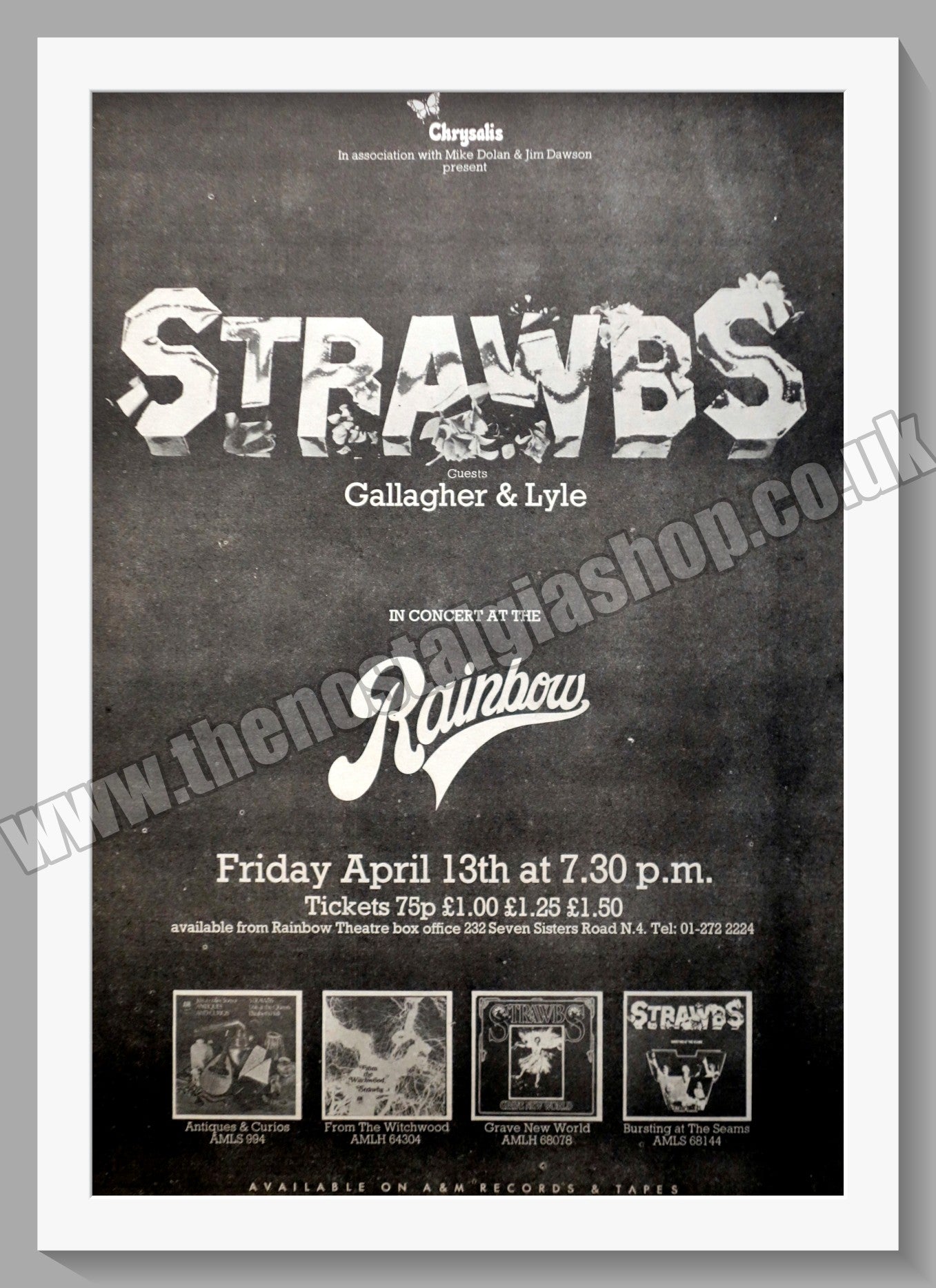 Strawbs In Concert With Gallagher & Lyle.  Original Advert 1973 (ref AD14938)