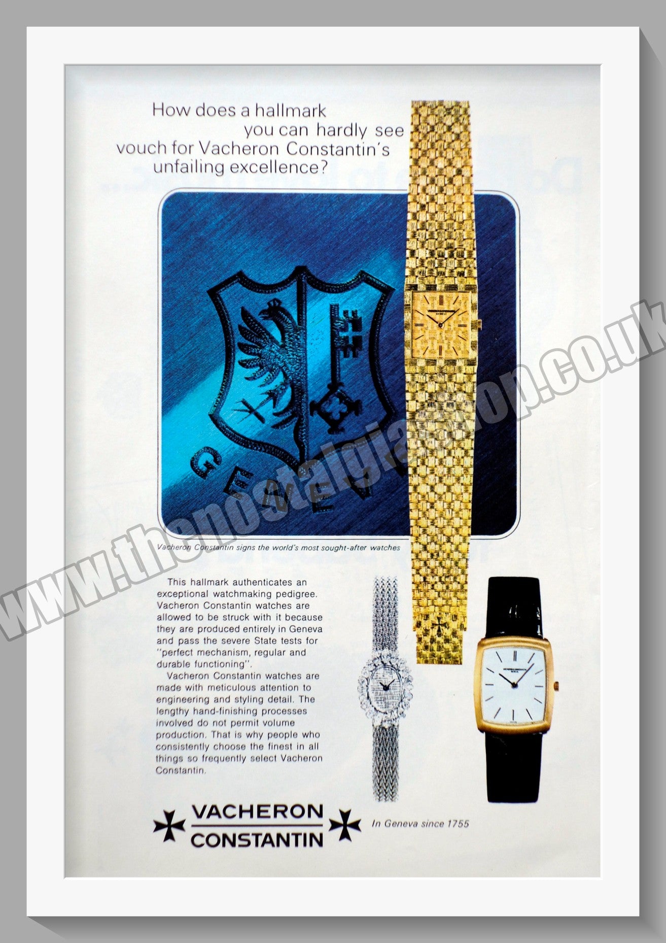 Vacheron Constantin Watches. Original Advert 1969 (ref AD60134)