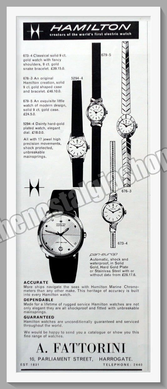 Hamilton Watches. 1965 Original Vintage Advert  (ref AD60132)