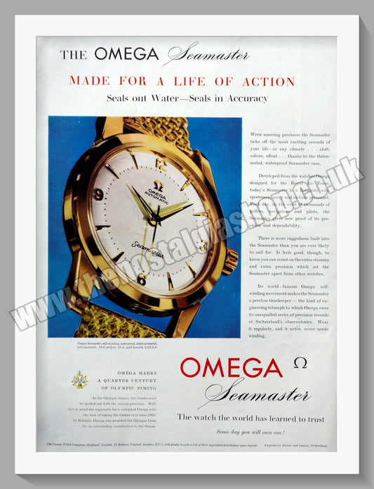 Omega Seamaster Watch.  Original Advert 1957 (ref AD300691)