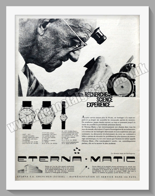 Eterna Matic Watches.  Original French Advert 1958 (ref AD300694)