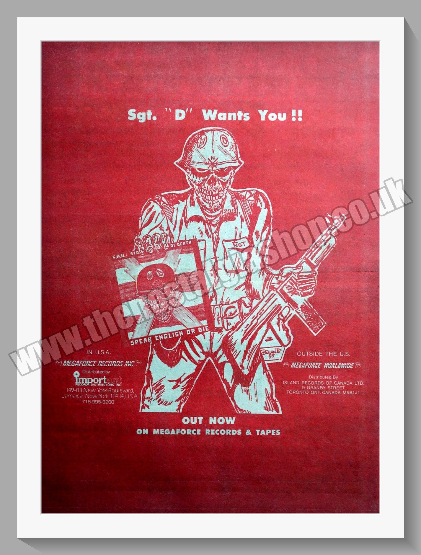 S.O.D Speak English Or Die. American Original Advert 1985 (ref AD14966)