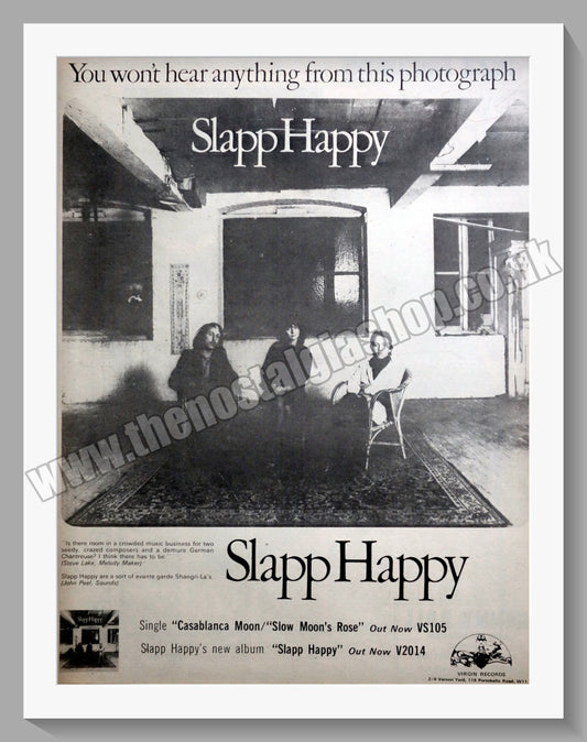 Slapp Happy Casablanca Moon. Original Advert 1974 (ref AD14968)