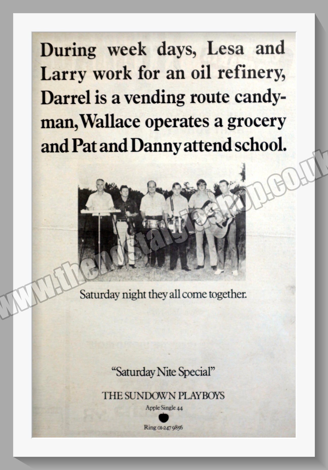 Sundown Playboys (The) Saturday Nite Special. Original Advert 1972 (ref AD15006)