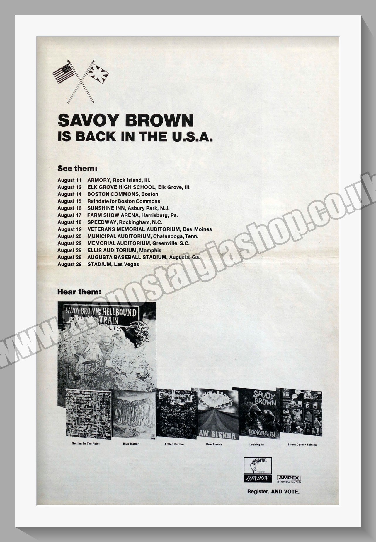 Savoy Brown Tour Dates. Original Advert 1972 (ref AD15011)