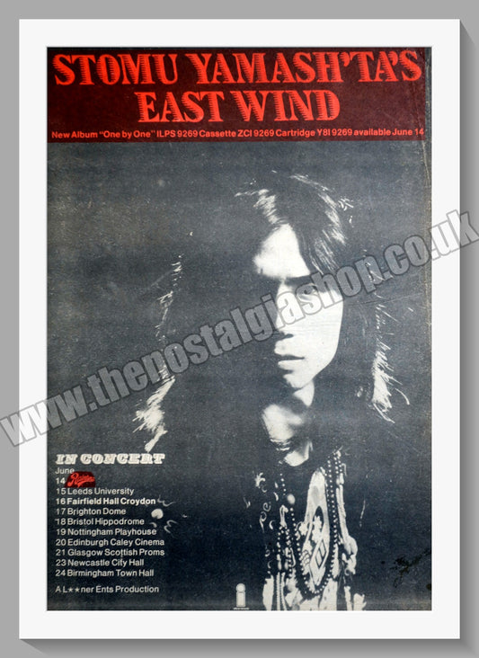 Stomu Yamash'Ta's East Wind In Concert. Original Advert 1974 (ref AD15018)