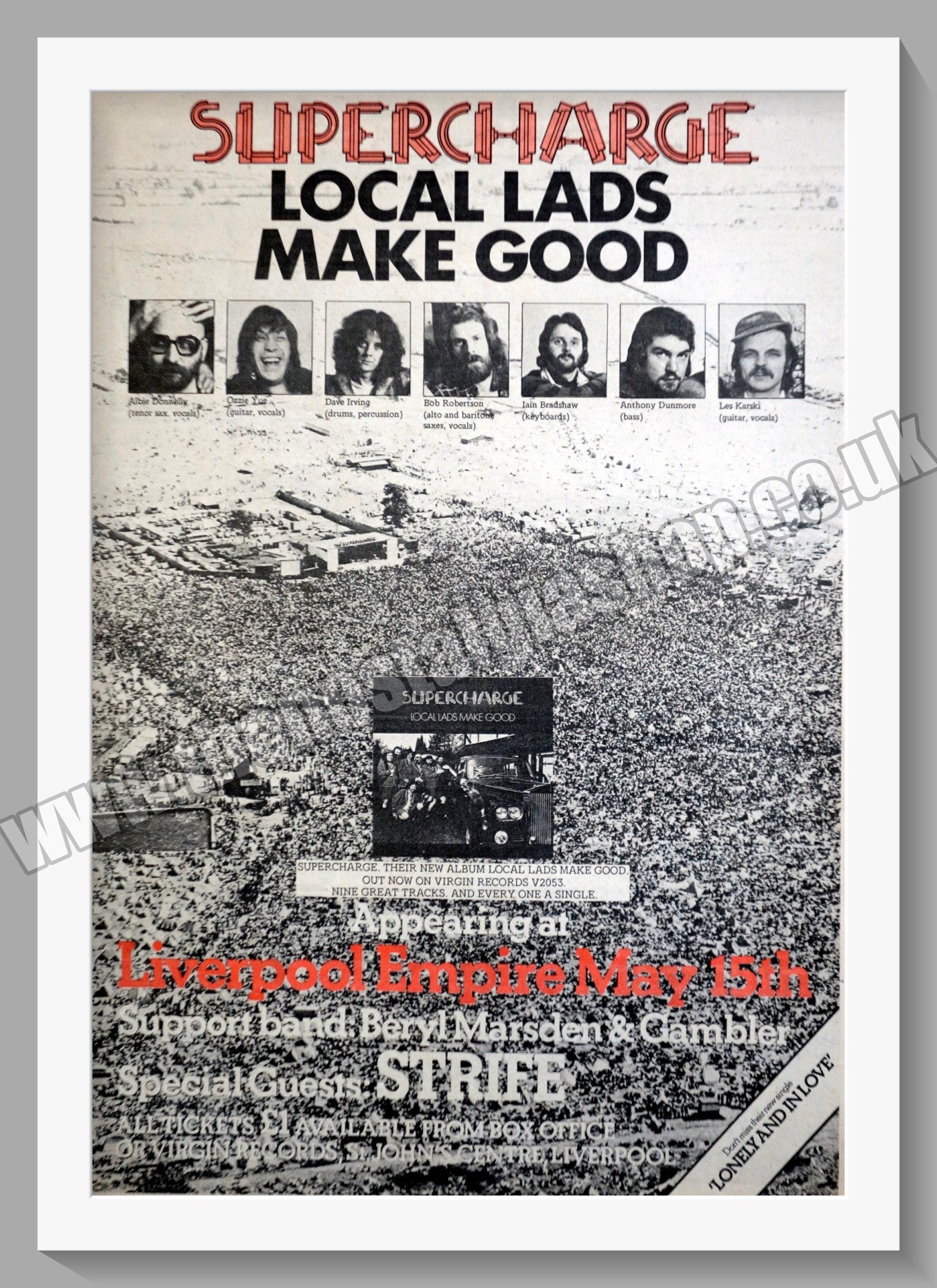 Supercharge Concert With Strife. Original Advert 1976 (ref AD15027)