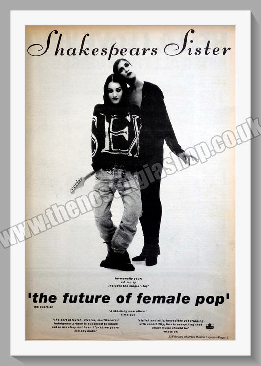 Shakespears Sister Time Out. Original Advert 1992 (ref AD15038)