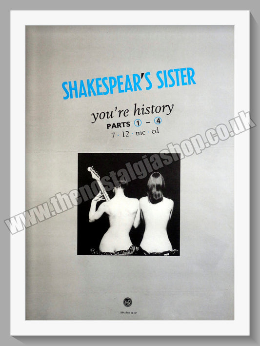 Shakespears Sister You're History. Original Advert 1989 (ref AD15039)