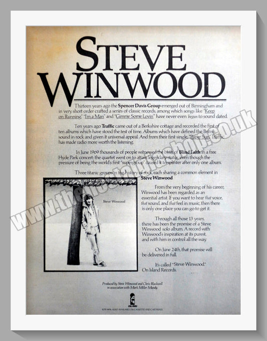 Steve Winwood Spencer Davis Group.1977 Large Original Advert (ref AD15070)