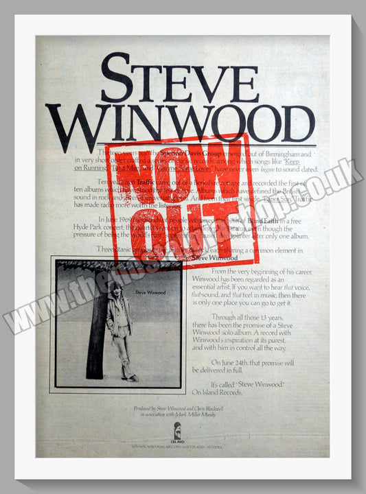 Steve Winwood Album.1977 Large Original Advert (ref AD15073)