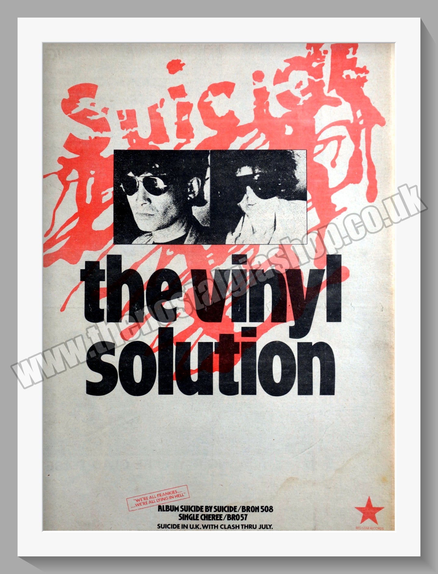 Suicide The Vinyl Solution.1978 Large Original Advert (ref AD15082)