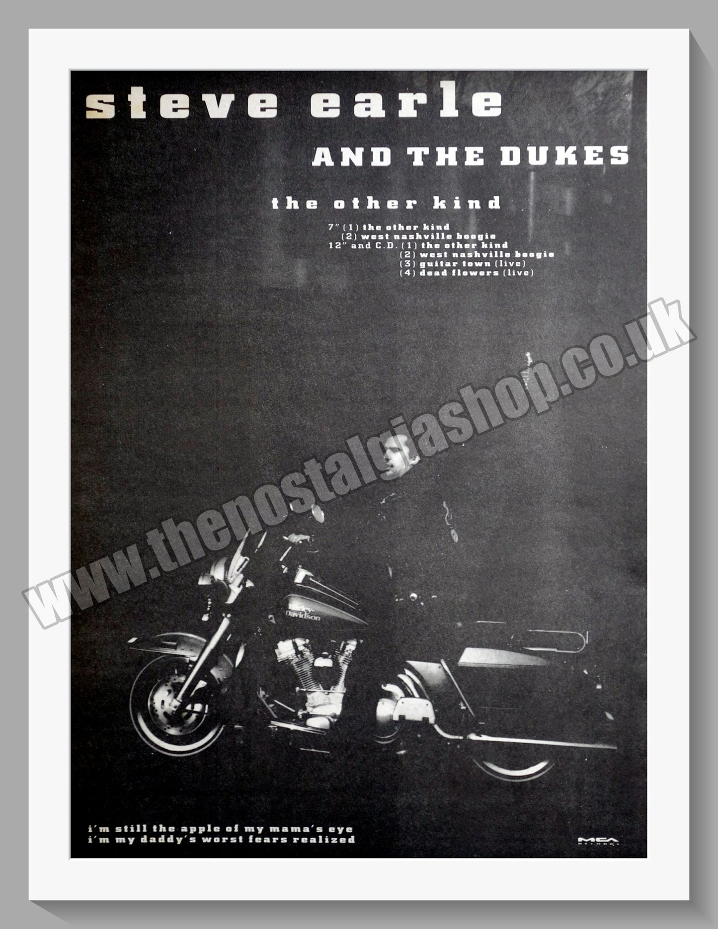 Steve Earle And The Dukes The Other Kind.1990 Large Original Advert (ref AD15089)