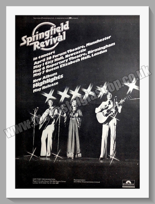 Springfield Revival In Concert. 1973 Large Original Advert (ref AD15100)