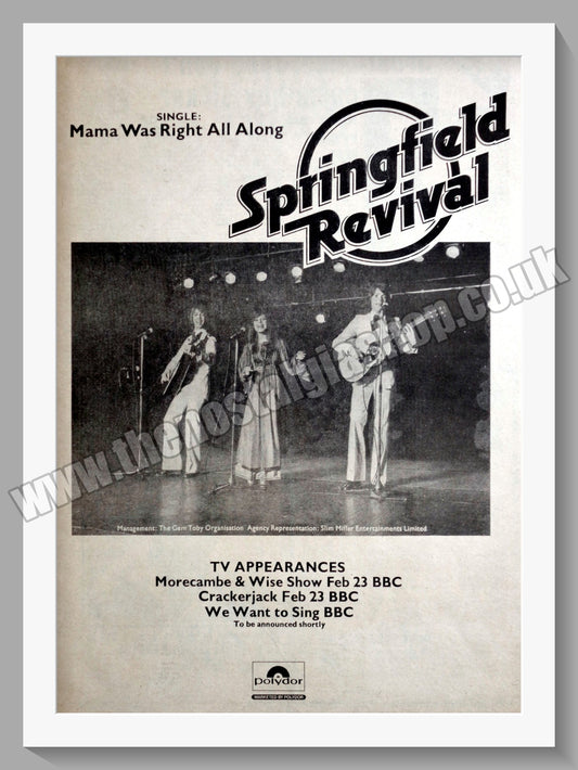 Springfield Revival Mama Was Right All Along. 1973 Large Original Advert (ref AD15101)