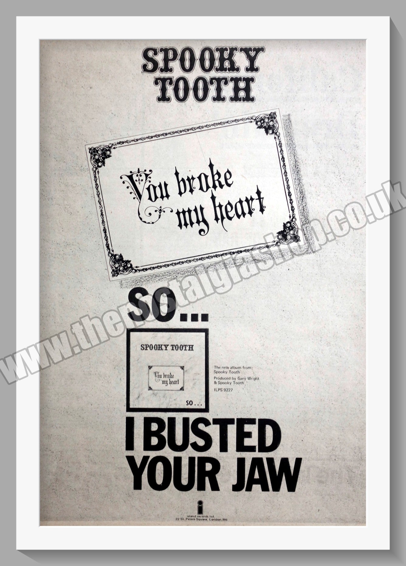 Spooky Tooth You Broke My Heart. 1973 Large Original Advert (ref AD15102)