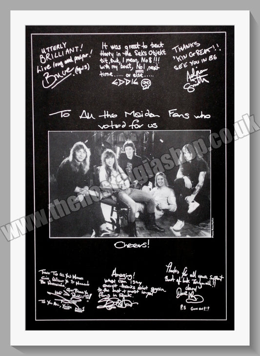 Iron Maiden. Thank Their Fans. 1986 Original Advert (ref AD60361)