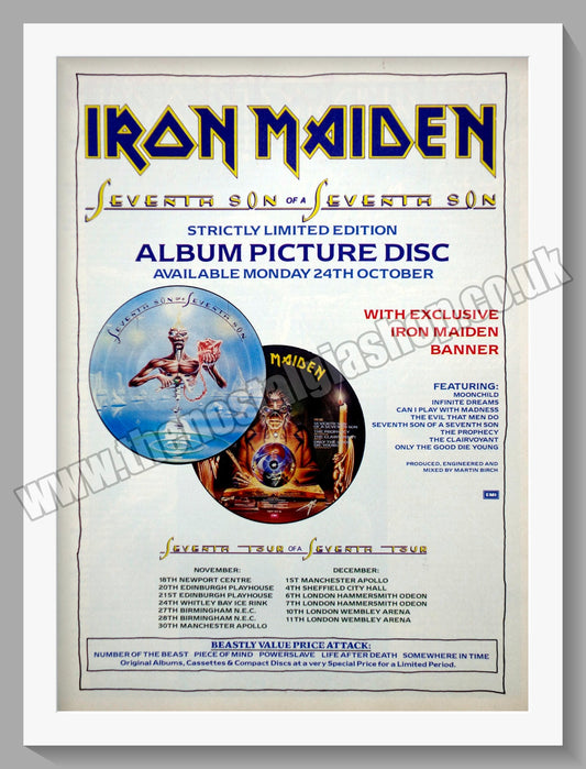 Iron Maiden. Seventh Son Of A Seventh Son. 1988 Original Advert (ref AD60366)