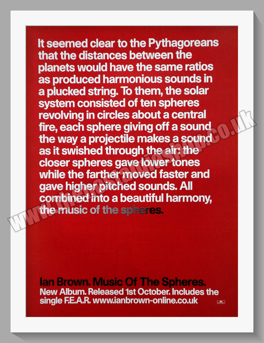 Ian Brown (Stone Roses) Music Of The Spheres. Original Vintage Advert 2001 (ref AD60377)