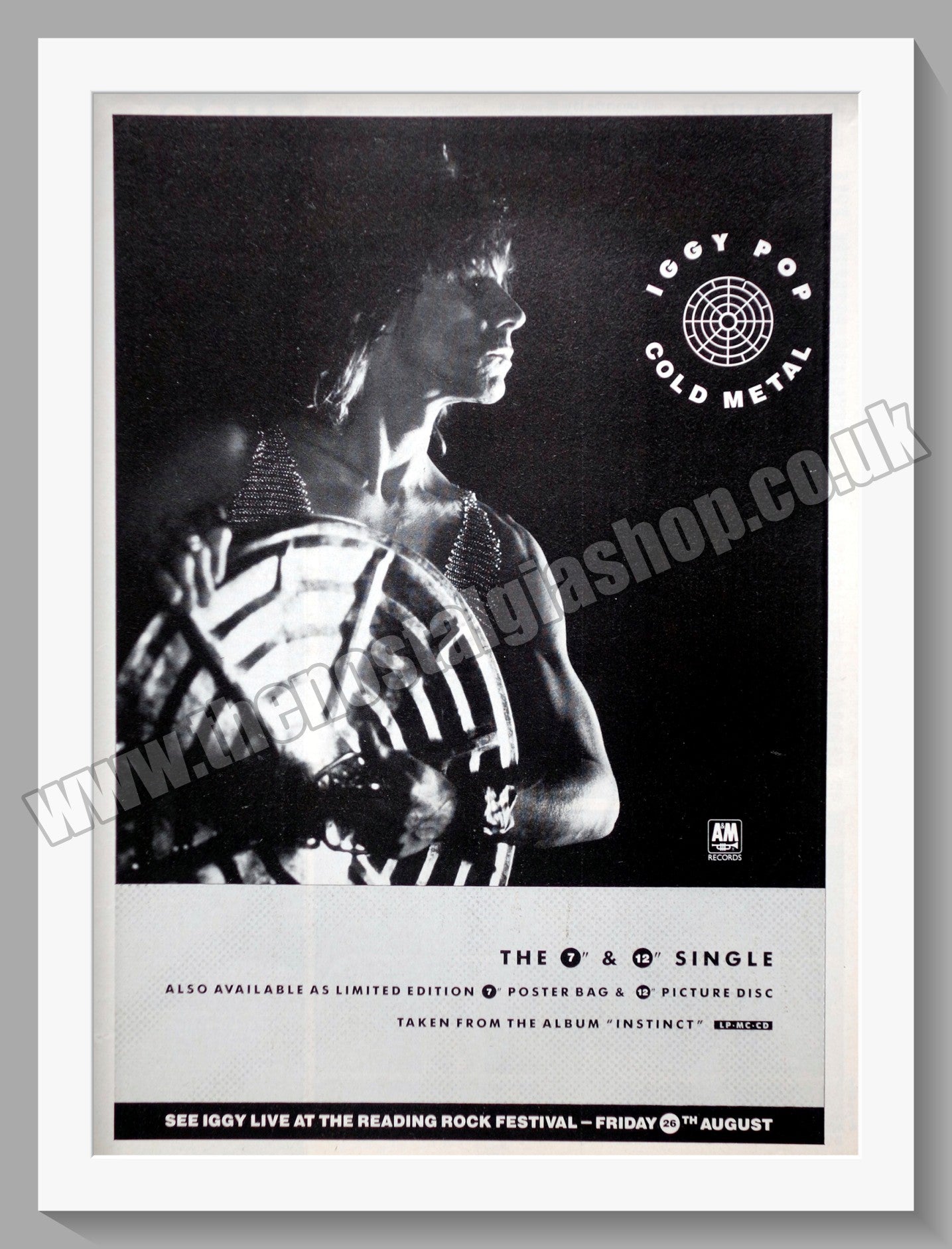 Iggy Pop. Cold Metal. 1988 Original Advert (ref AD60381)