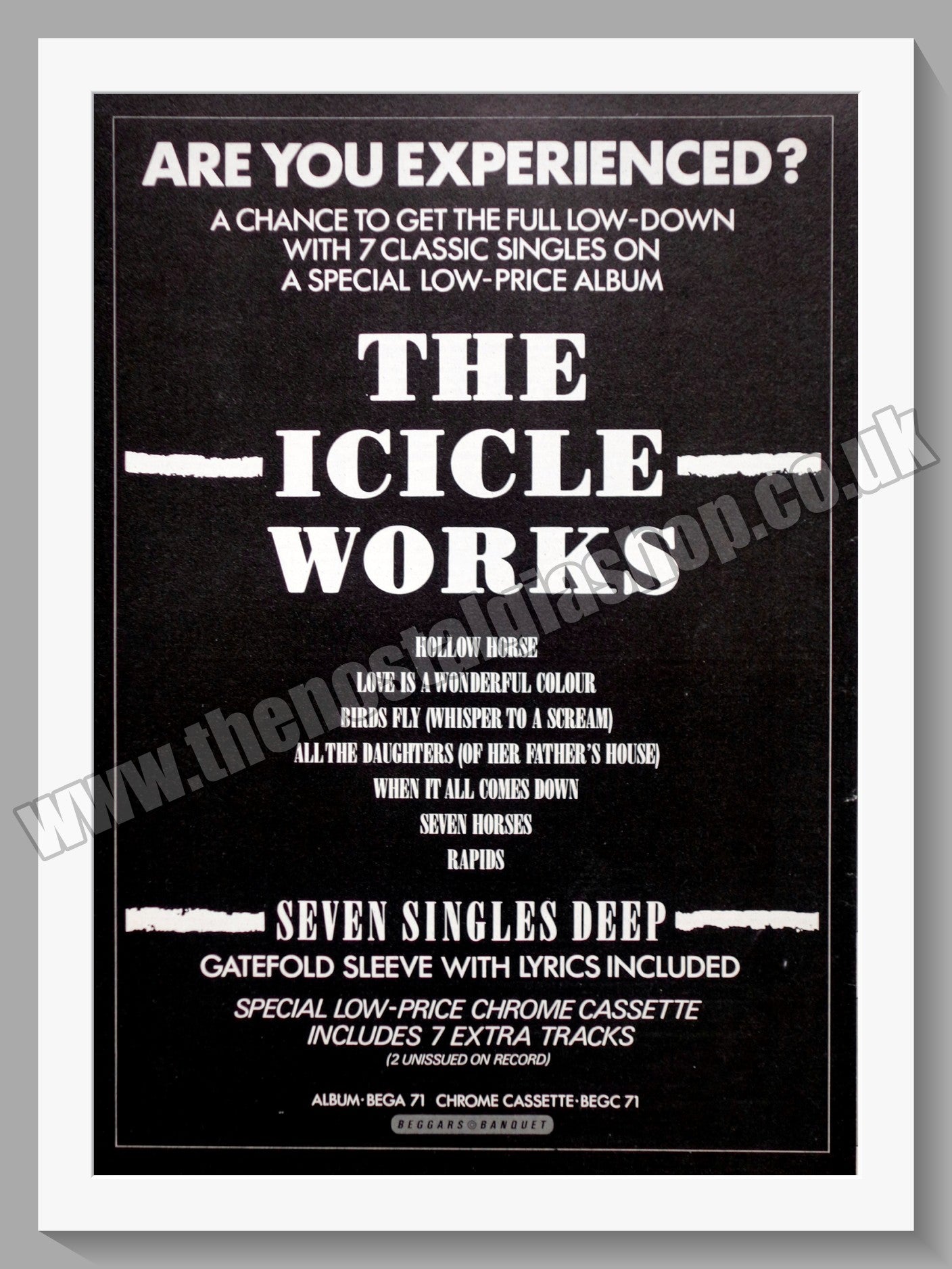 Icicle Works Seven Singles Deep. 1987 Original Advert  (ref AD60410)