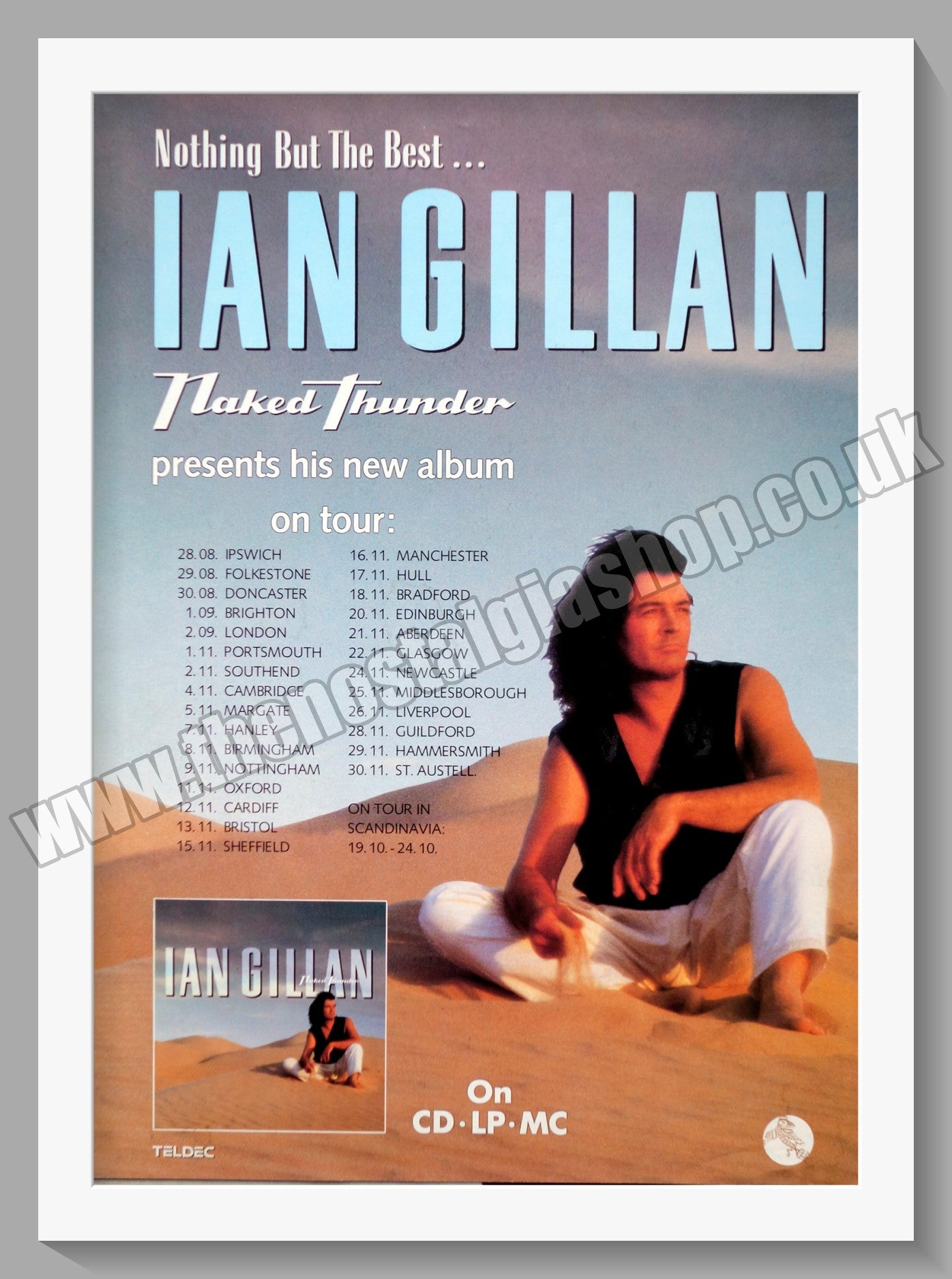 Ian Gillan. Naked Thunder, UK Tour. 1990 Original Advert (ref AD60414)