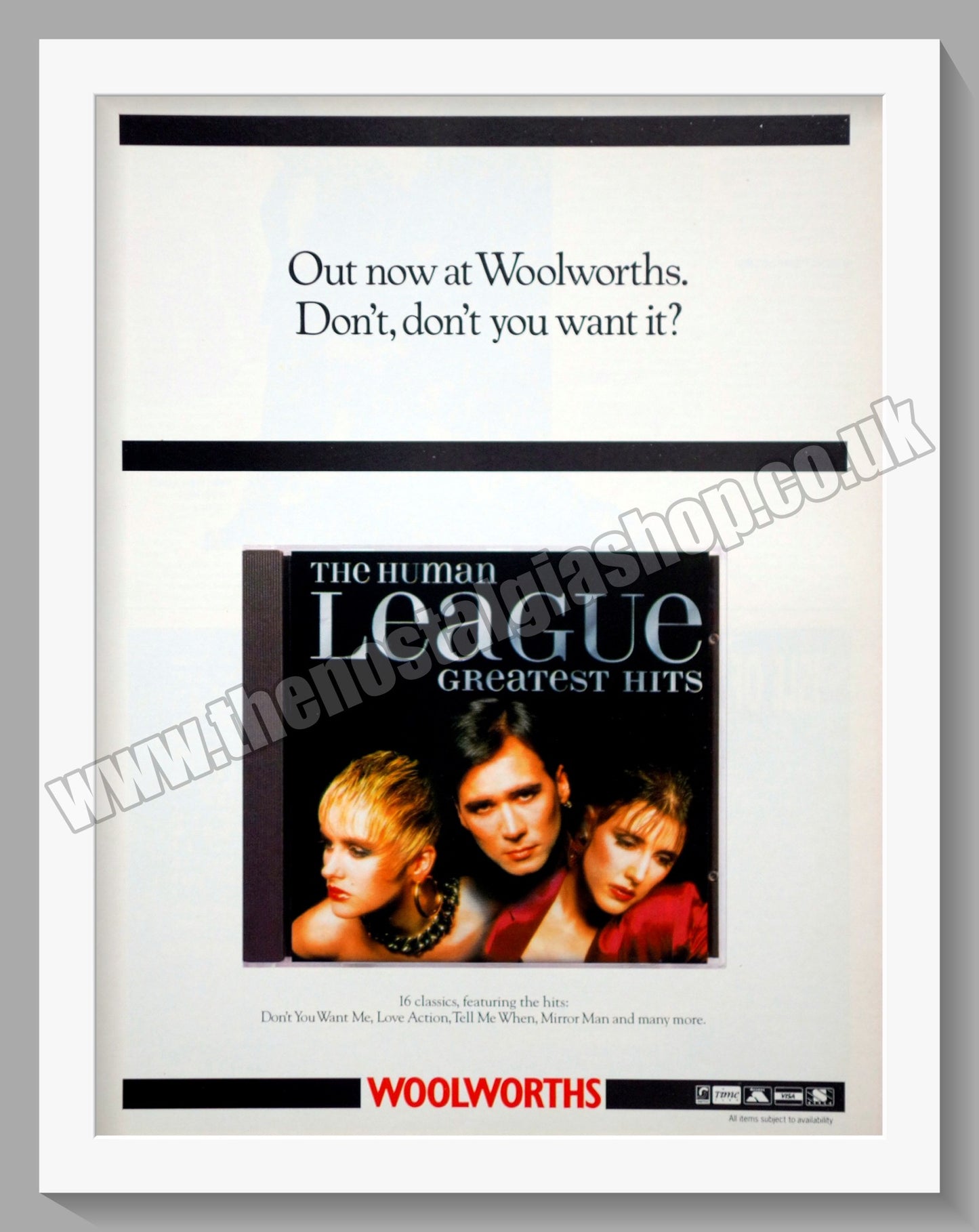 Human League. Greatest Hits. Original Vintage Advert 1995 (ref AD60218)