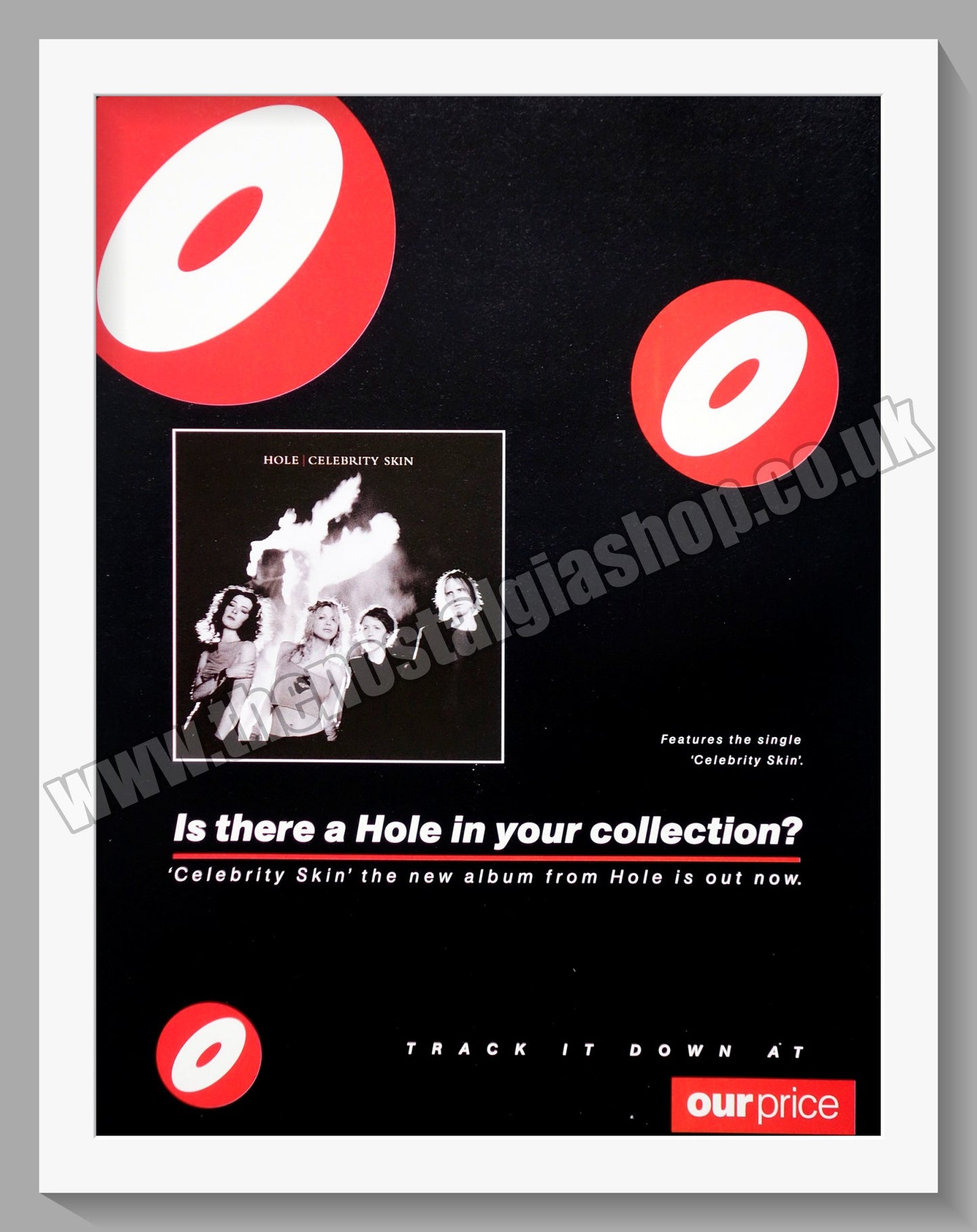 Hole. Celebrity Skin. Original Vintage Advert 1998 (ref AD60223)