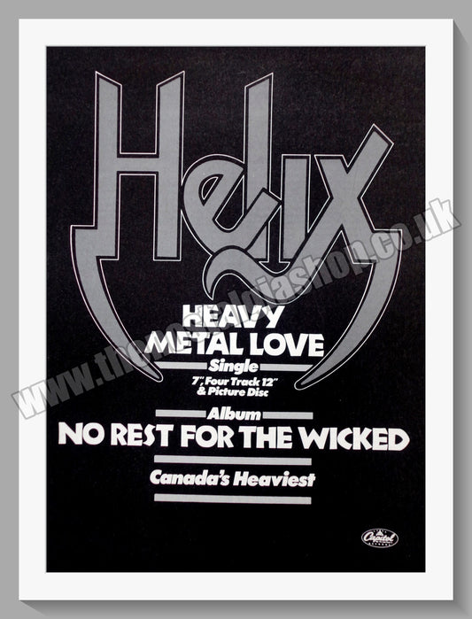 Helix. Heavy Metal Love. Original Vintage Advert 1983 (ref AD60234)