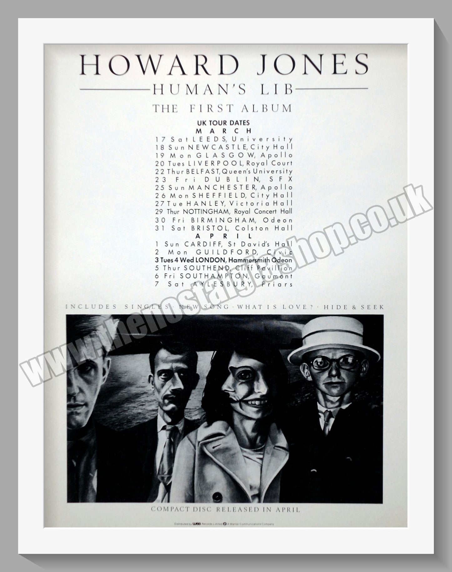 Howard Jones. Human's Lib. Original Vintage Advert 1984 (ref AD60278)