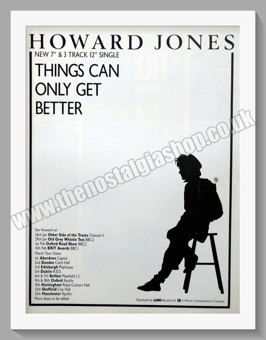 Howard Jones. Things Can Only Get Better. Original Vintage Advert 1985 (ref AD60281)