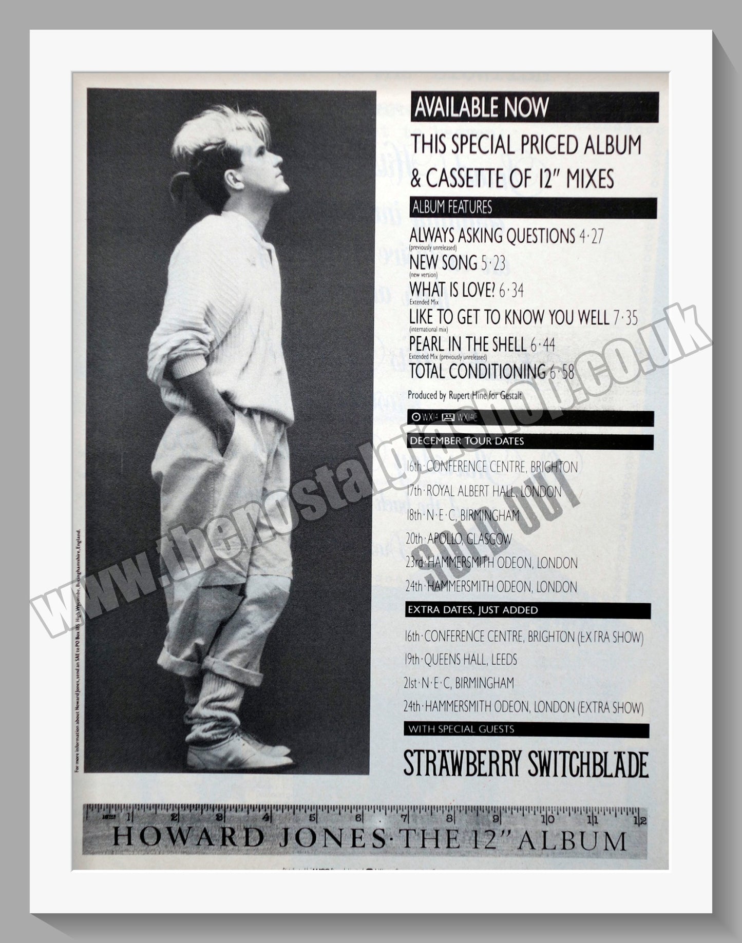 Howard Jones. UK Tour Dates. Original Vintage Advert 1984 (ref AD60283)