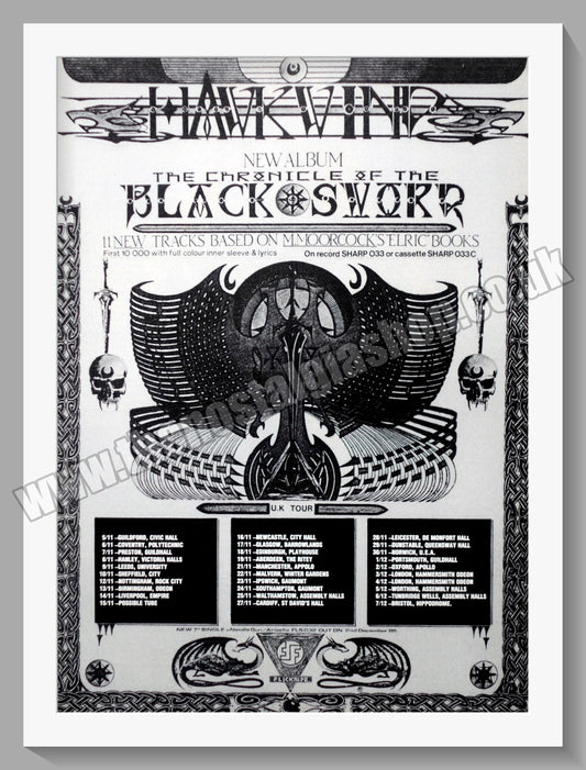 Hawkwind. Black Sword. Original Vintage Advert 1985 (ref AD60300)