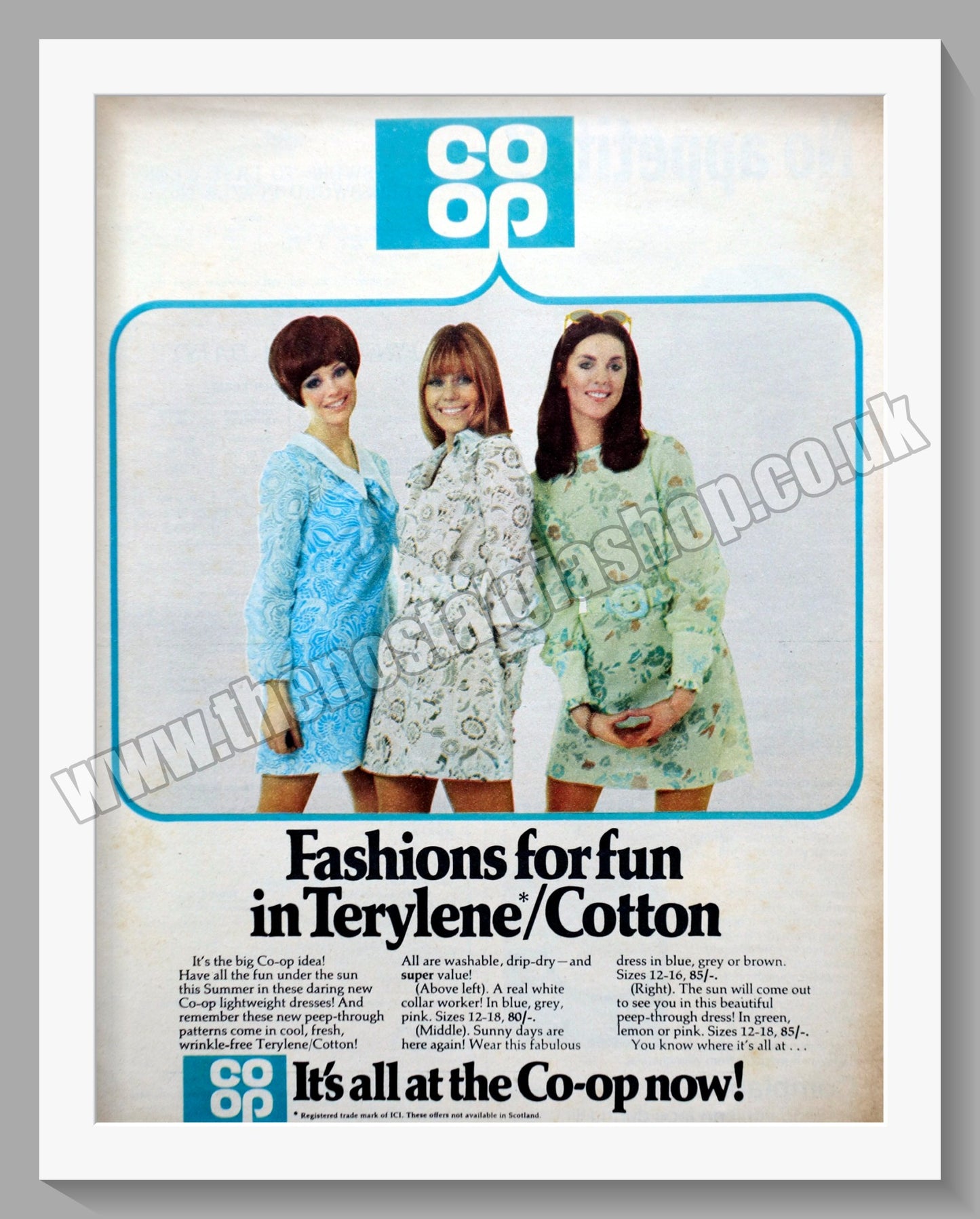 Co-op Ladies Dresses. Original Advert 1970 (ref AD300701)