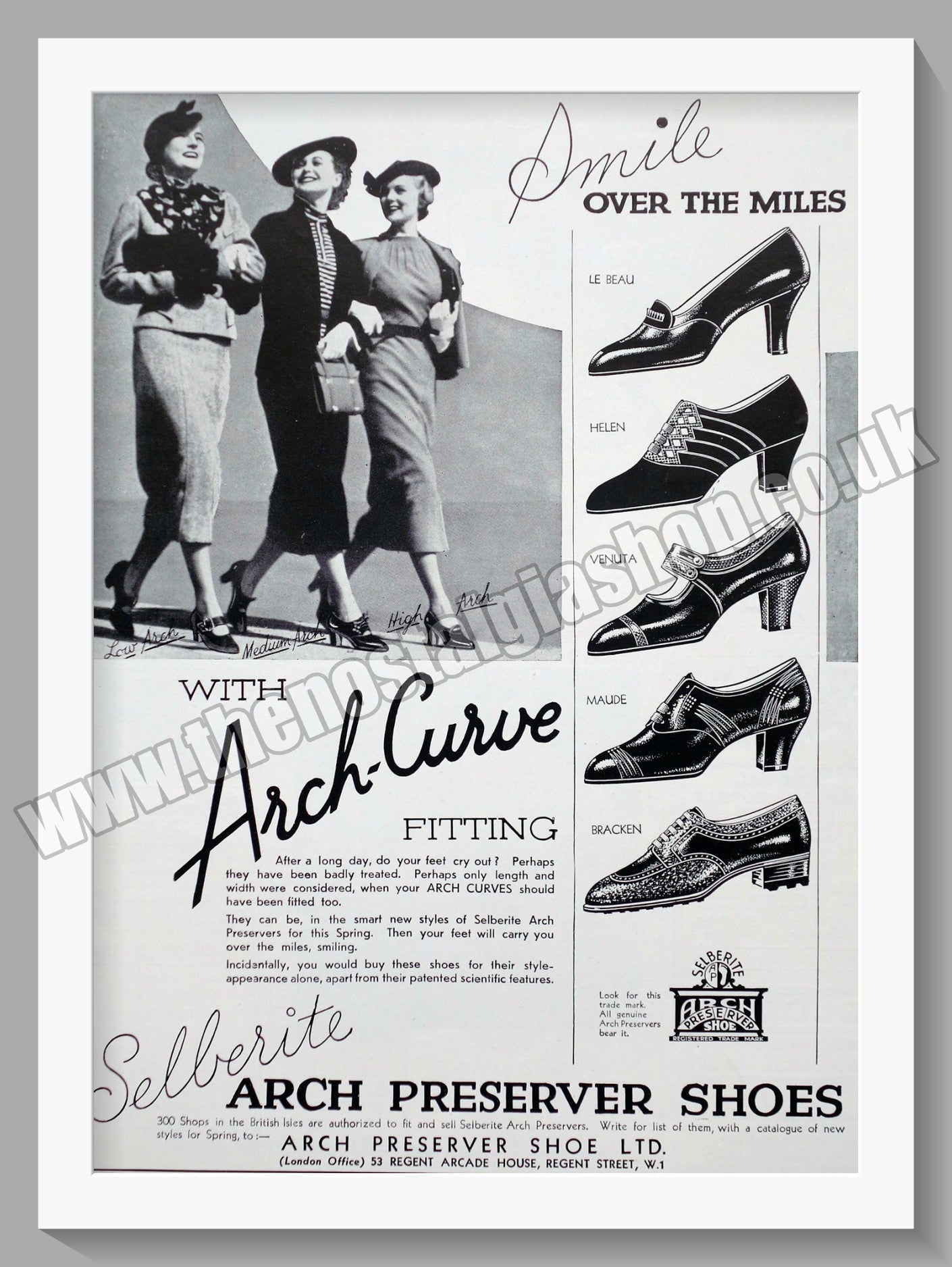 Selberite Arch Preserver Shoes.  Original advert 1937 (ref AD300711)