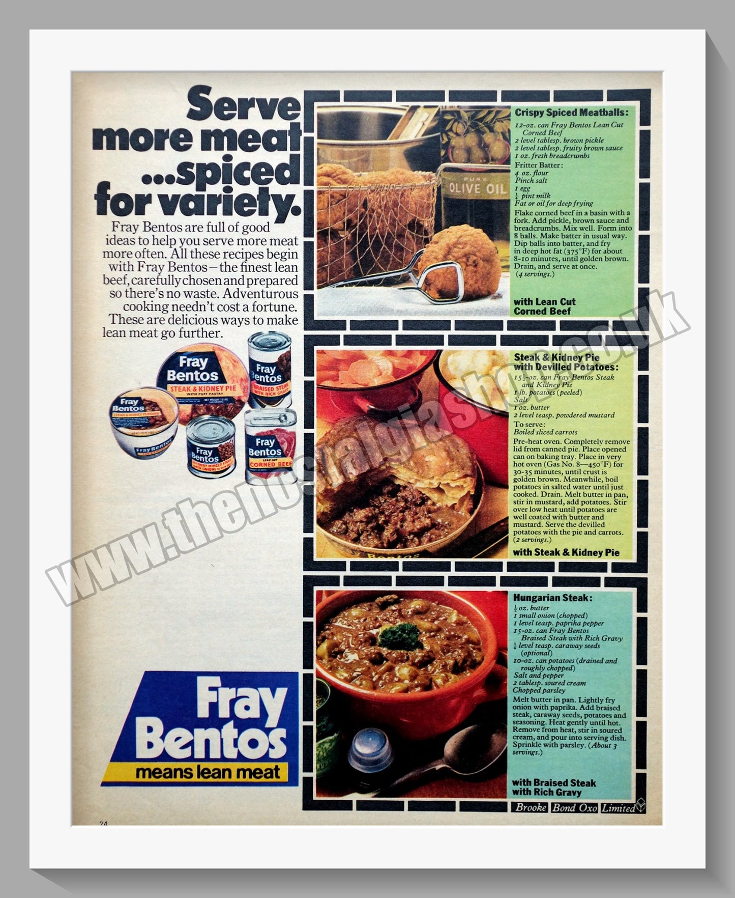 Fray Bentos Meat. Original Advert 1971 (ref AD300735)