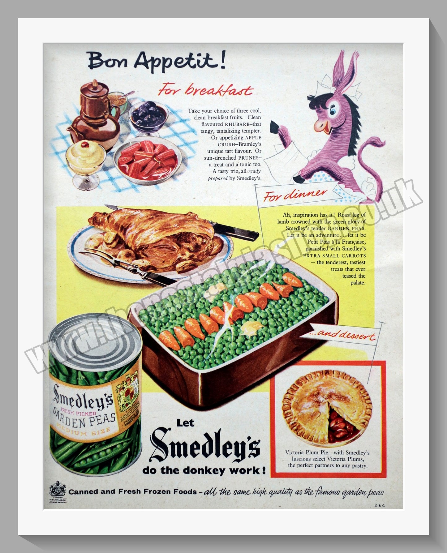 Smedley's Garden Peas. Original Advert 1957 (ref AD300738)