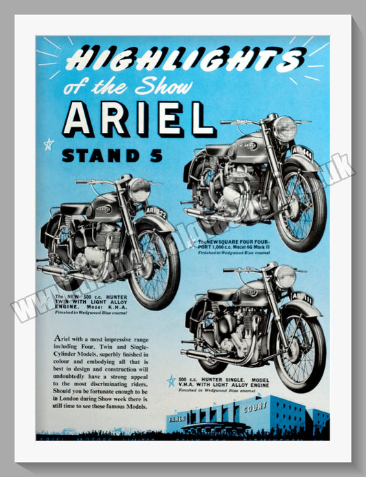 Ariel Motorcycles at The Show, Earls Court. Original Advert 1952 (ref AD60531)