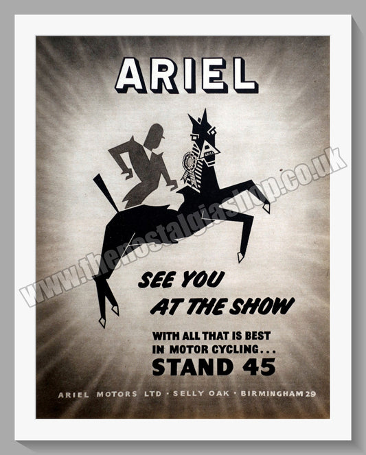 Ariel Motorcycles at The Show. Original Advert 1956 (ref AD60538)