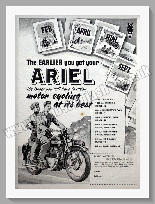 Ariel Motorcycles. Original Advert 1955 (ref AD60546)