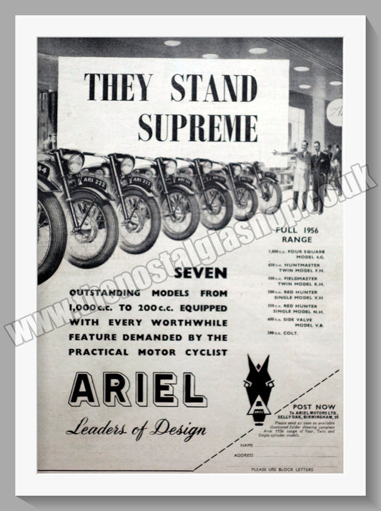 Ariel Motorcycles. Original Advert 1955 (ref AD60558)