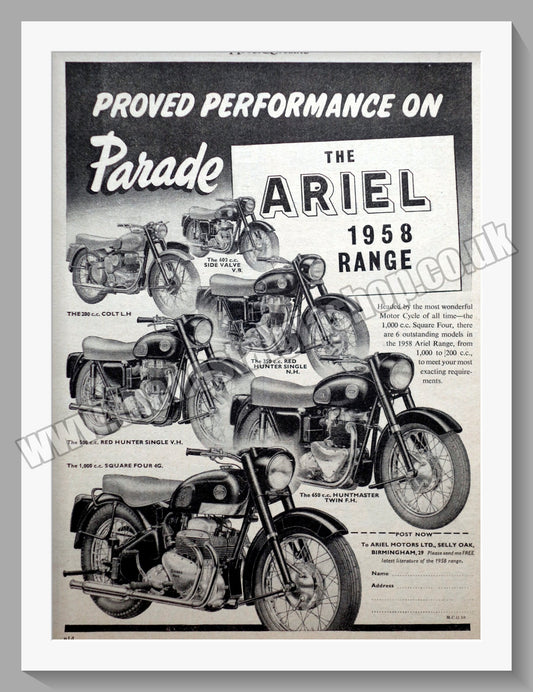 Ariel Motorcycles. Original Advert 1957 (ref AD60560)