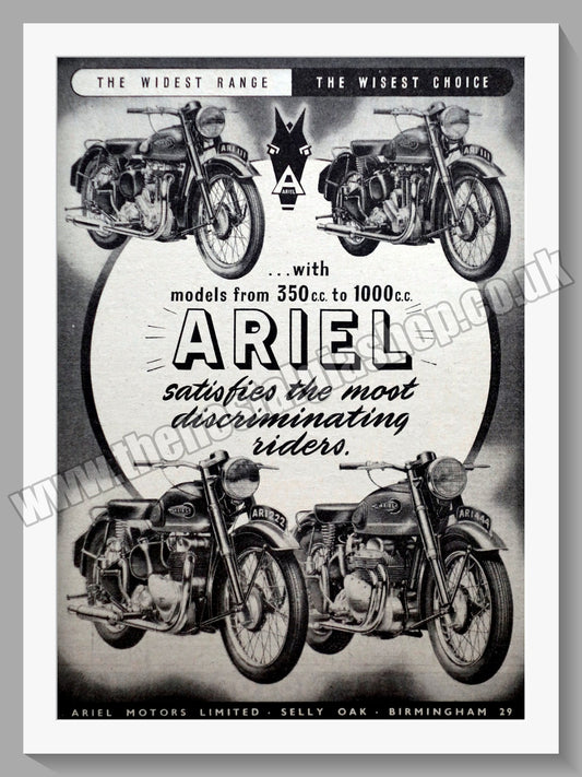 Ariel Motorcycles. Original Advert 1953 (ref AD60564)