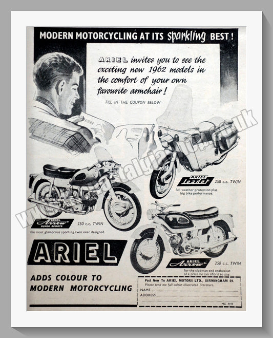 Ariel Motorcycles. Original Advert 1961 (ref AD60573)