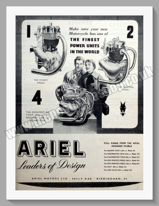 Ariel Motorcycles. Original Advert 1956 (ref AD60577)