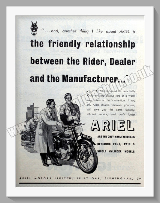 Ariel Motorcycles. Original Advert 1950 (ref AD60578)