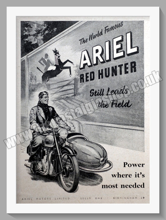 Ariel Red Hunter Motorcycles. Original Advert 1950 (ref AD60580)