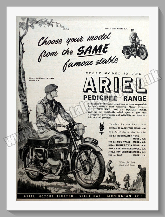 Ariel Motorcycles. Original Advert 1954 (ref AD60593)